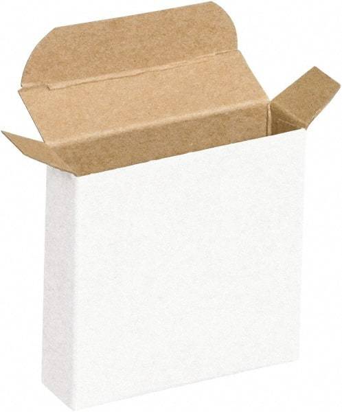 Made in USA - 1-3/16" Wide x 3-1/4" Long x 3-1/4" High Rectangle Chipboard Box - 1 Wall, White - A1 Tooling