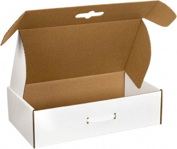 Made in USA - 11-3/8" Wide x 18-1/4" Long x 4-1/2" High Rectangle Corrugated Shipping Box - 1 Wall, White - A1 Tooling