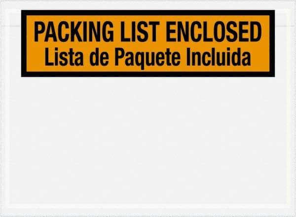 Value Collection - 1,000 Piece, 7-1/2" Long x 5-1/2" Wide, Packing List Envelope - Orange - A1 Tooling