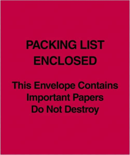 Value Collection - 1,000 Piece, 5" Long x 6" Wide, Packing List Envelope - Packing List Enclosed, Red - A1 Tooling