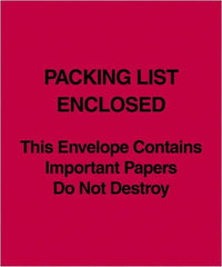 Value Collection - 1,000 Piece, 5" Long x 6" Wide, Packing List Envelope - Packing List Enclosed, Red - A1 Tooling