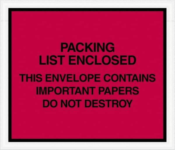 Value Collection - 1,000 Piece, 7" Long x 6" Wide, Packing List Envelope - Important Papers Enclosed, Red - A1 Tooling