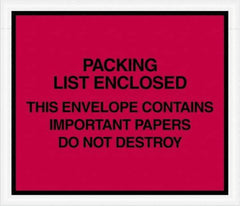 Value Collection - 1,000 Piece, 7" Long x 6" Wide, Packing List Envelope - Important Papers Enclosed, Red - A1 Tooling