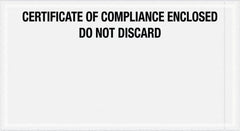 Value Collection - 1,000 Piece, 6" Long x 11" Wide, Packing List Envelope - Certificate of Compliance Enclosed, Printed Clear - A1 Tooling