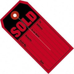 Made in USA - 4-3/4" High x 2-3/8" Long, Inventory, English Safety & Facility Numbered Tag - Red & Black Cardstock - A1 Tooling