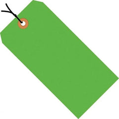 Made in USA - 3-3/4" High x 1-7/8" Long, Safety & Facility Blank Tag - Fluorescent Green Cardstock - A1 Tooling