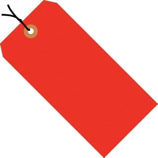 Made in USA - 3-1/4" High x 1-5/8" Long, Safety & Facility Blank Tag - Fluorescent Red Cardstock - A1 Tooling