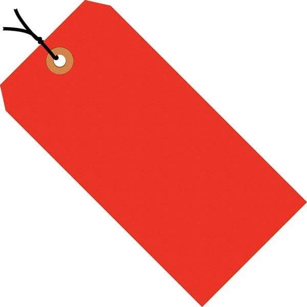 Made in USA - 4-1/4" High x 2-1/8" Long, Safety & Facility Blank Tag - Fluorescent Red Cardstock - A1 Tooling