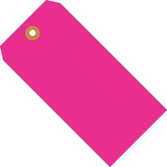 Made in USA - 3-3/4" High x 1-7/8" Long, Safety & Facility Blank Tag - Fluorescent Pink Cardstock - A1 Tooling