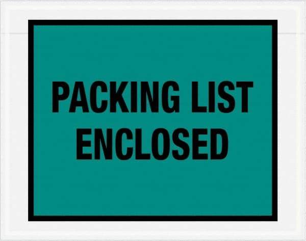 Value Collection - 1,000 Piece, 7" Long x 5-1/2" Wide, Packing List Envelope - Packing List Enclosed, Green - A1 Tooling