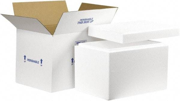 Made in USA - 12" Wide x 19" Long x 12-1/2" High Rectangle Insulated Box - 1 Wall, White - A1 Tooling