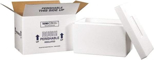 Made in USA - 10" Wide x 17" Long x 10-1/2" High Rectangle Insulated Box - 1 Wall, White - A1 Tooling