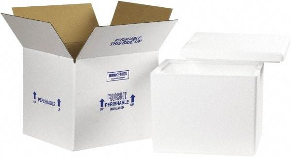 Made in USA - 11-3/4" Wide x 13-3/4" Long x 11-7/8" High Rectangle Insulated Box - 1 Wall, White - A1 Tooling