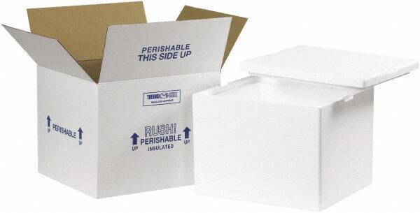 Made in USA - 10" Wide x 12" Long x 9" High Rectangle Insulated Box - 1 Wall, White - A1 Tooling