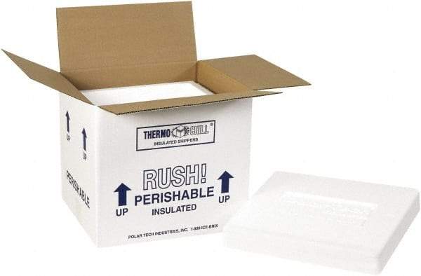 Made in USA - 8-1/4" Wide x 10-1/2" Long x 9-1/4" High Rectangle Insulated Box - 1 Wall, White - A1 Tooling