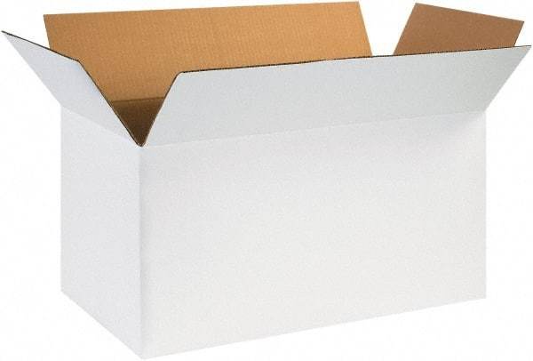 Made in USA - 12" Wide x 24" Long x 12" High Rectangle Corrugated Shipping Box - 1 Wall, White, 65 Lb Capacity - A1 Tooling