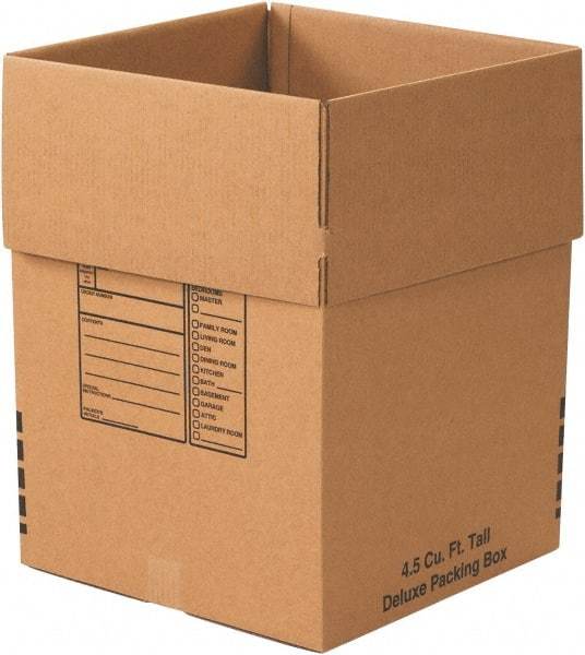 Made in USA - 18" Wide x 18" Long x 24" High Rectangle Moving Boxes - 1 Wall, Kraft (Color), 65 Lb Capacity - A1 Tooling