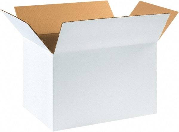 Made in USA - 12" Wide x 18" Long x 12" High Rectangle Corrugated Shipping Box - 1 Wall, White, 65 Lb Capacity - A1 Tooling