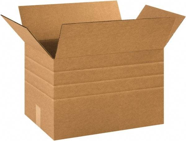 Made in USA - 12" Wide x 18" Long x 12" High Rectangle Multi-Depth Box - 1 Wall, Kraft (Color), 65 Lb Capacity - A1 Tooling