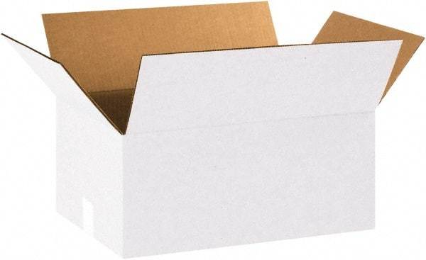 Made in USA - 12" Wide x 18" Long x 8" High Rectangle Corrugated Shipping Box - 1 Wall, White, 65 Lb Capacity - A1 Tooling