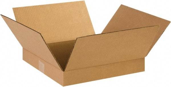 Made in USA - 14" Wide x 14" Long x 2" High Rectangle Corrugated Shipping Box - 1 Wall, Kraft (Color), 65 Lb Capacity - A1 Tooling