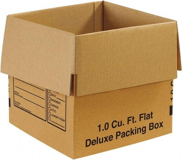 Made in USA - 12" Wide x 12" Long x 12" High Rectangle Moving Boxes - 1 Wall, Kraft (Color), 65 Lb Capacity - A1 Tooling