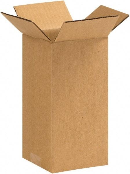 Made in USA - 4" Wide x 4" Long x 9" High Rectangle Corrugated Shipping Box - 1 Wall, Kraft (Color), 65 Lb Capacity - A1 Tooling