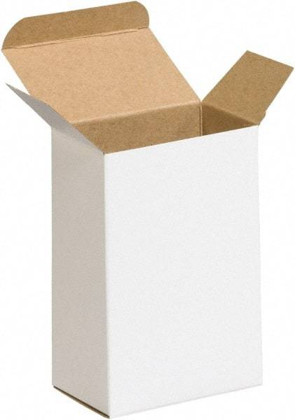 Made in USA - 1-3/4" Wide x 2-1/2" Long x 4" High Rectangle Chipboard Box - 1 Wall, White - A1 Tooling