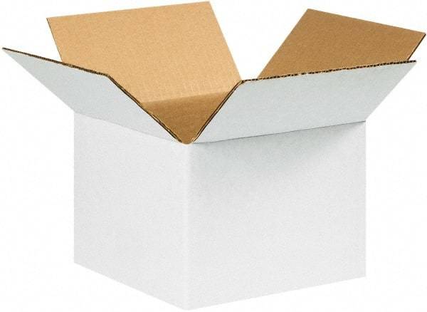 Made in USA - 8" Wide x 8" Long x 6" High Square Corrugated Shipping Box - 1 Wall, White, 65 Lb Capacity - A1 Tooling