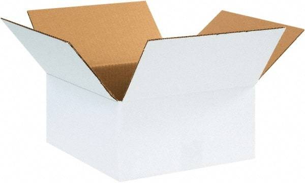 Made in USA - 12" Wide x 12" Long x 6" High Rectangle Corrugated Shipping Box - 1 Wall, White, 65 Lb Capacity - A1 Tooling