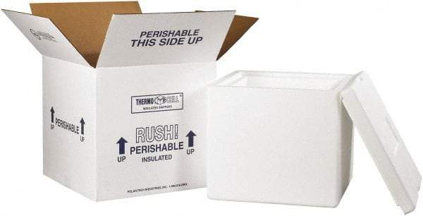 Made in USA - 12" Wide x 12" Long x 11-1/2" High Rectangle Insulated Box - 1 Wall, White - A1 Tooling