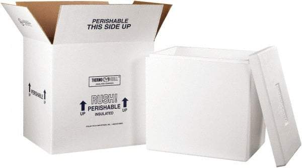 Made in USA - 14" Wide x 18" Long x 19" High Rectangle Insulated Box - 1 Wall, White - A1 Tooling