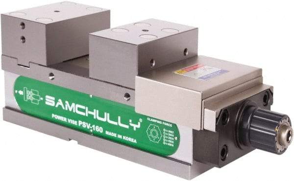 Samchully - 160mm Jaw Width, 160mm Jaw Opening Capacity, Horizontal Stationary Machine Vise - Manual Operation, 1 Station, 455.5mm Long x 58.4mm Deep, 60mm Jaw Height, Alloy Steel - A1 Tooling