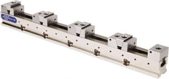 Samchully - 50mm Jaw Width, 500, 215, 120 & 75mm Jaw Opening Capacity, Horizontal Stationary Machine Vise - Manual Operation, 4 Stations, 600mm Long x 24.9mm Deep, 25mm Jaw Height, Alloy Steel - A1 Tooling