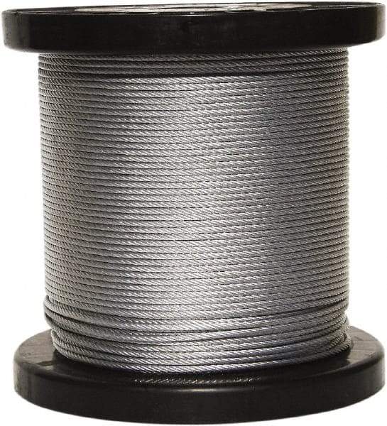 Loos & Co. - 250' Long, 3/16" x 3/16" Diam, Galvanized Wire Rope - 4,200 Lb Breaking Strength, 7 x 19 - A1 Tooling