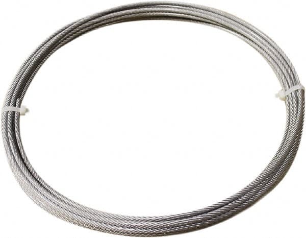 Loos & Co. - 1/16" x 3/64" Diam, Stainless Steel Wire Rope - 270 Lb Breaking Strength, 7 x 7, Vinyl Coating - A1 Tooling