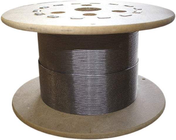 Loos & Co. - 3/16" x 1/8" Diam, Steel Wire Rope - 1,760 Lb Breaking Strength, 7 x 19, Vinyl Coating - A1 Tooling