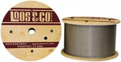 Loos & Co. - 3/32" x 1/16" Diam, Galvanized Steel Wire Rope - 480 Lb Breaking Strength, 7 x 7, Vinyl Coating - A1 Tooling