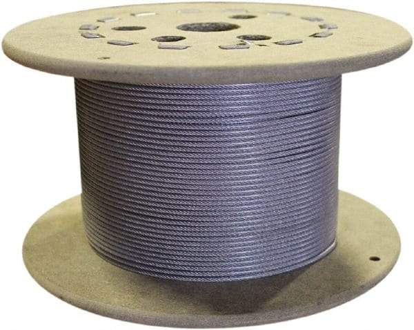 Loos & Co. - 3/16" x 1/8" Diam, Galvanized Steel Wire Rope - 2,000 Lb Breaking Strength, 7 x 19, Nylon Coating - A1 Tooling