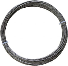 Loos & Co. - 50' Long, 1/4" x 1/4" Diam, Stainless Steel Wire Rope - 6,100 Lb Breaking Strength, 7 x 7 - A1 Tooling