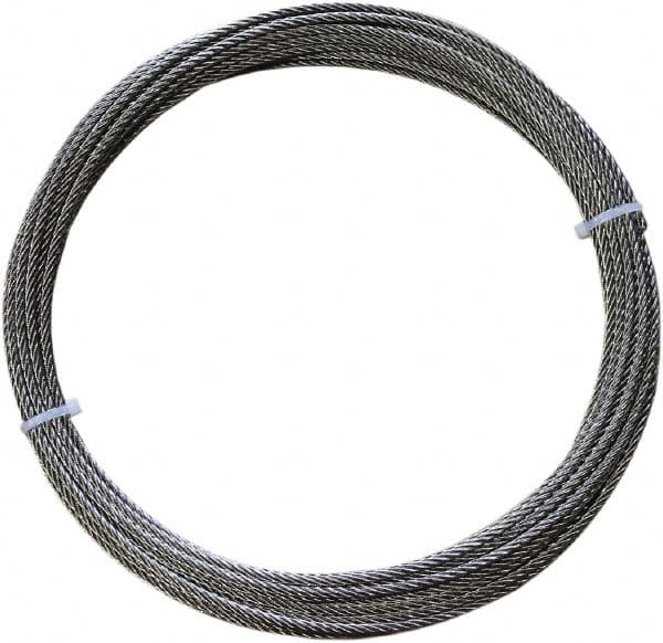 Loos & Co. - 1/8" x 1/8" Diam, Stainless Steel Wire Rope - 1,360 Lb Breaking Strength, 7 x 7 - A1 Tooling