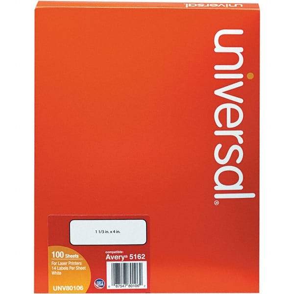 UNIVERSAL - 4" Long, White Paper Laser Label - For Inkjet Printers, Laser Printers - A1 Tooling