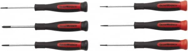 GearWrench - 6 Piece Phillips & Slotted Screwdriver Set - Blade Sizes: Length 2-1/2, Bit Sizes: Philips #00 to #1 - A1 Tooling