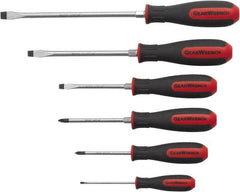 GearWrench - 6 Piece Phillips & Slotted Screwdriver Set - Blade Sizes: Length 3, 4, 6 & 8, Bit Sizes: Philips #1 to #2 - A1 Tooling