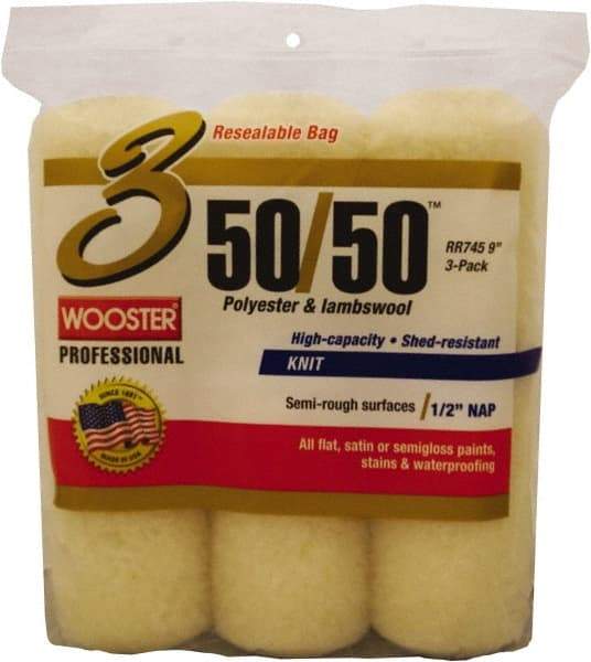 Wooster Brush - 1/2" Nap, 9" Wide Paint Roller Cover - Semi-Rough Texture, 50/50 Polyester & Wool Blend - A1 Tooling