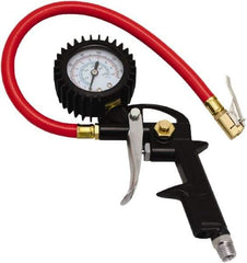 Milton - 0 to 150 psi Dial Easy-Clip Tire Pressure Gauge - 13' Hose Length, 2 psi Resolution - A1 Tooling