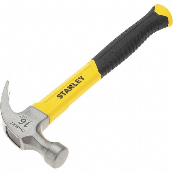 Stanley - 16 oz Head, Straight Rip Claw Hammer - 12.8" OAL, Steel Head, 1.1" Face Diam, Smooth Face, Fiberglass Handle with Grip - A1 Tooling