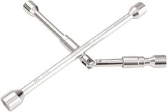 OEM Tools - 14" Long Cross Shaped Lug Nut Wrench Tire Iron - Folding, 11/16, 3/4, 13/16, 7/8" Hex, 17, 19, 21, 22mm - A1 Tooling