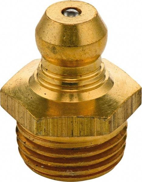 Umeta - Straight Head Angle, 1/8-27 PTF Brass Standard Grease Fitting - 11mm Hex, 15mm Overall Height, 5.5mm Shank Length - A1 Tooling