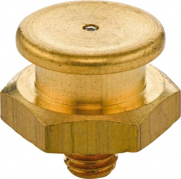 Umeta - Straight Head Angle, M8x1.25 Metric Brass Button-Head Grease Fitting - 17mm Hex, 17mm Overall Height - A1 Tooling